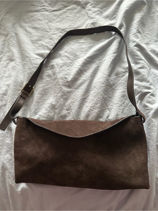 Madewell Handbags - Women’s Suede Shoulder Bag in Dark Brown